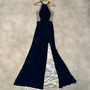 Prom Dress Dark Blue, Sequin, worn once Size 2